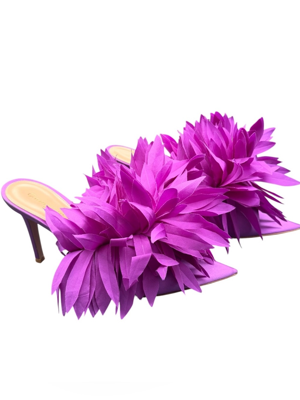 Gianvito Rossi Daniah Orchid Floral Satin Mules Size 39 NIB $995